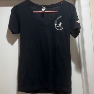 Fred Astaire Share the Magic…Elegant Black V-Neck Tee with Graphic Design